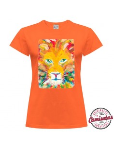 Camiseta "Rainbow Lion" de mujer by MERYnPARIS *CAMISETAS CREATIVAS*